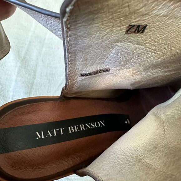 MATT BERNSON Peep Toe Open Heel Ankle Strap Booties Espresso Nubuck Leather - Picture 6 of 9